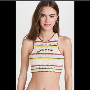 GANNI Crochet Racerback Bikini Top